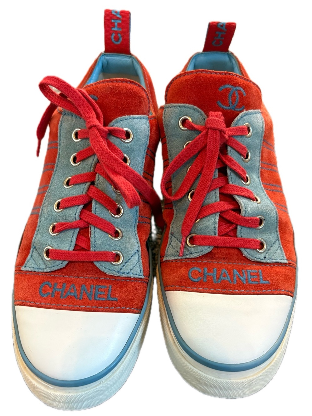CHANEL Womens Sneakers US Size 8 Suede Leather Low Top Vintage 2002 Sport EUC - Picture 3 of 15